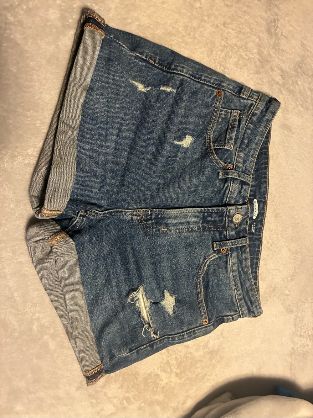 Old Navy Blue Distressed High-Waist Denim Shorts